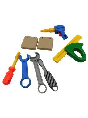 Little Tikes Tool Bench Tools Pieces Wood  Wrench Screwdriver Drill Vintage